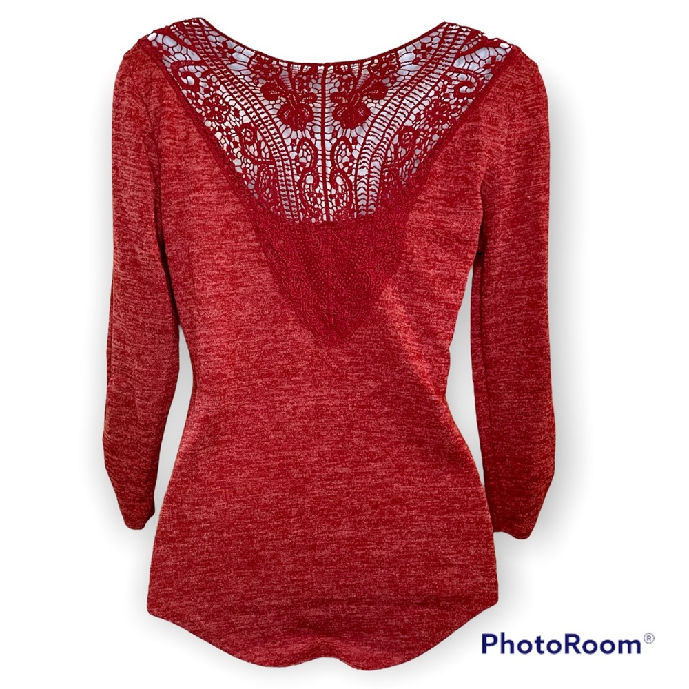 3/4 Sleeve Red Sweater